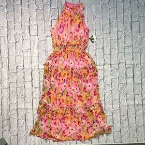 Taylor Floral Print Maxi Halter Top Dress